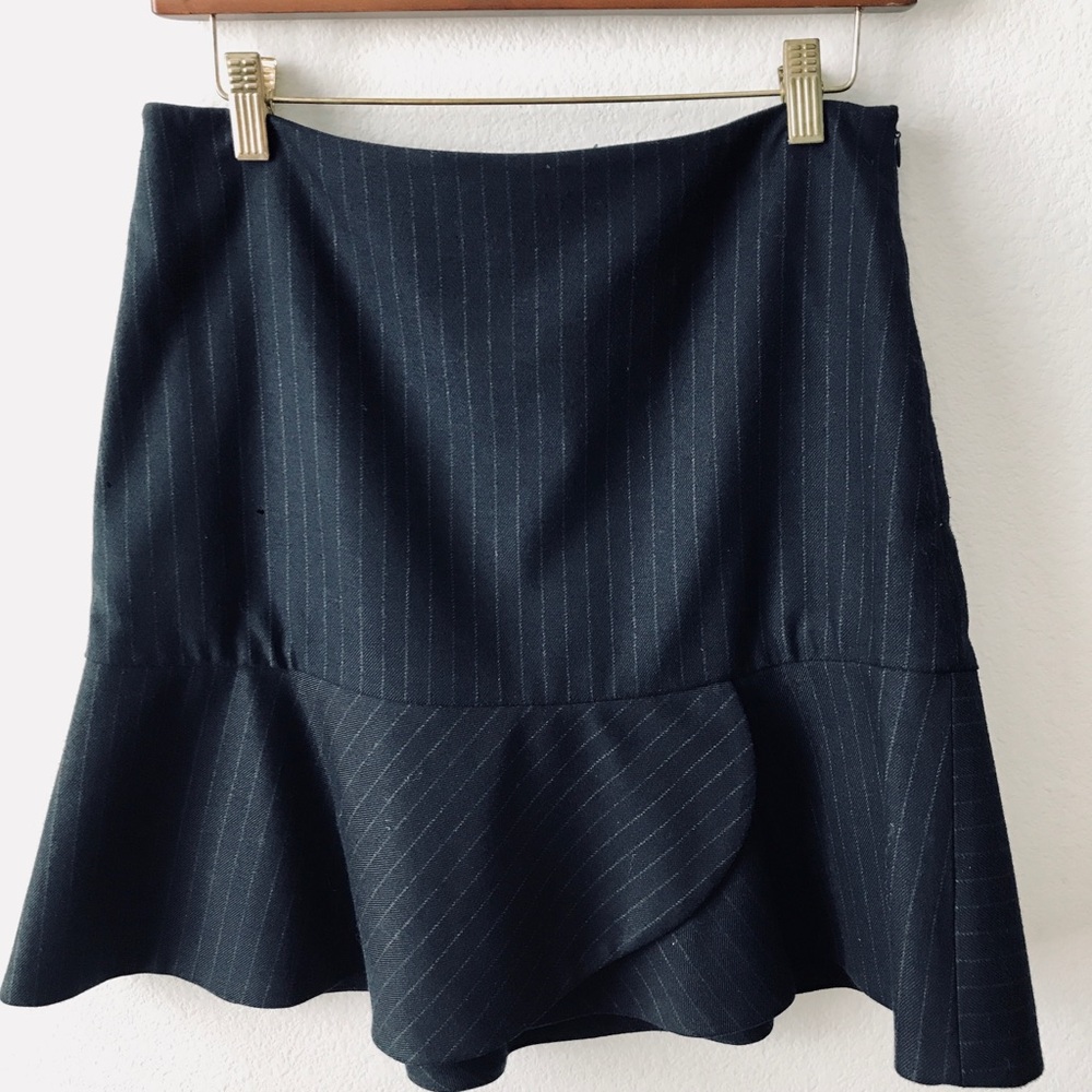 ZARA ruffled wool striped skirt